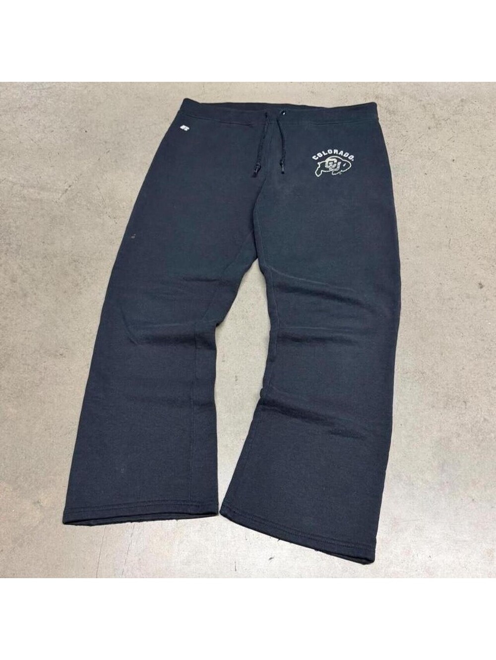 Vintage Russell Athletic CU Buffs Sweatpants Womens Medium Black Faded Flare Y2K